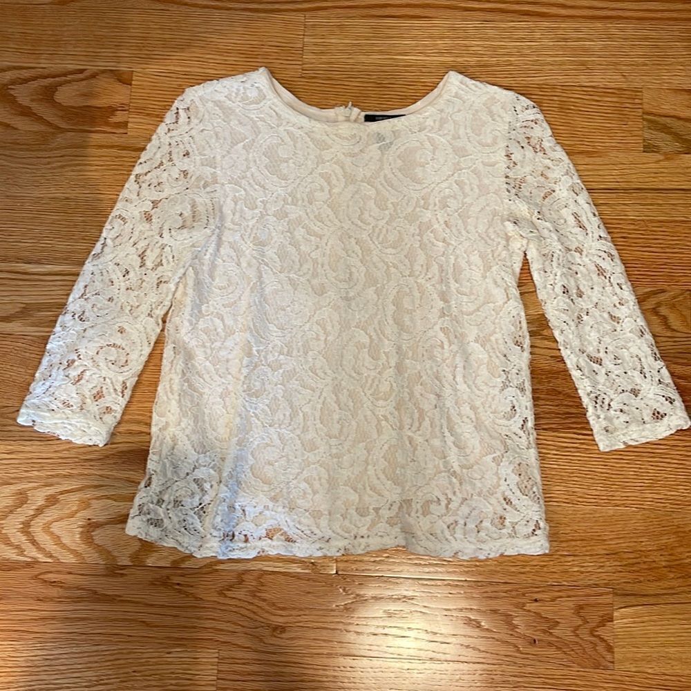 Forever 21 Lace 3/4 Sleeve Blouse Shirt Small